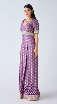 Purple Banarasi Sequins Jumpsuit