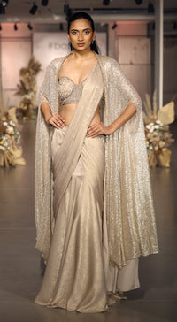 The Caped Shimmers Of Dawn Saree