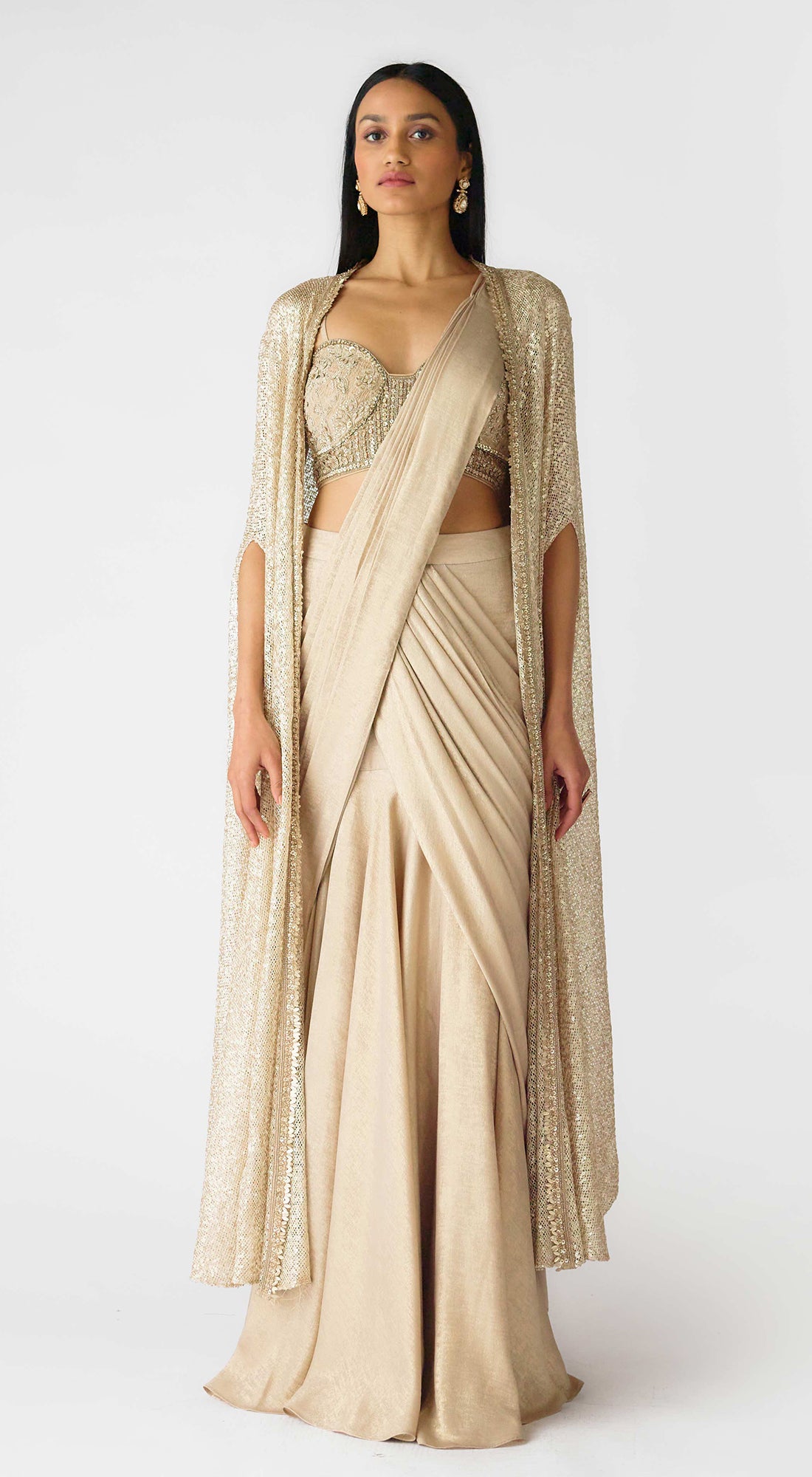 The Caped Shimmers Of Dawn Saree