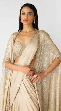 The Caped Shimmers Of Dawn Saree