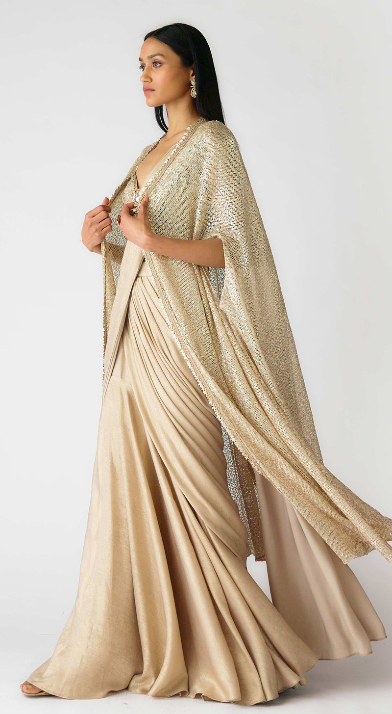 The Caped Shimmers Of Dawn Saree