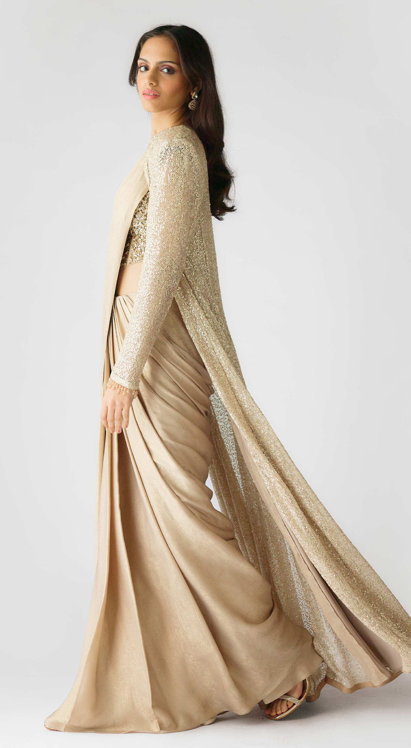 The Lunar Glow Draped Saree & Jacket