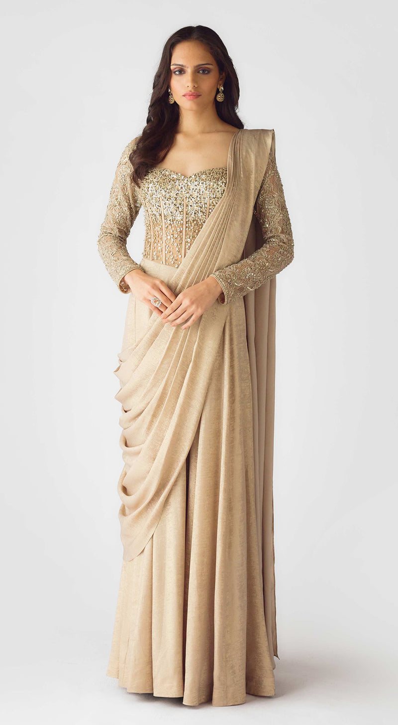 The Champagne Dawn Draped Saree