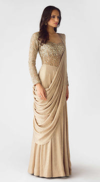 The Champagne Dawn Draped Saree