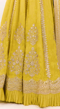 Yellow Tissue Silk Embroidered Lehenga Set