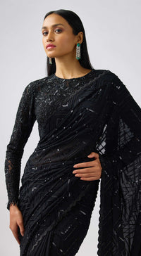 Black Georgette Embroidered Saree