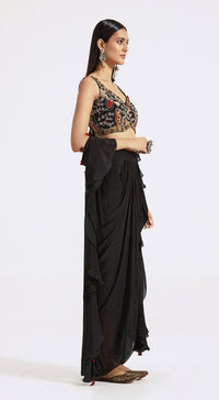 Black Draped Skirt Set - Basanti Kapde aur Koffee