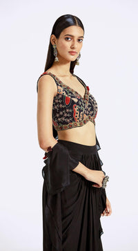 Black Draped Skirt Set - Basanti Kapde aur Koffee