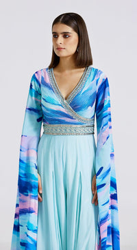 Blue Printed & Embroidered Jumpsuit - Basanti Kapde aur Koffee