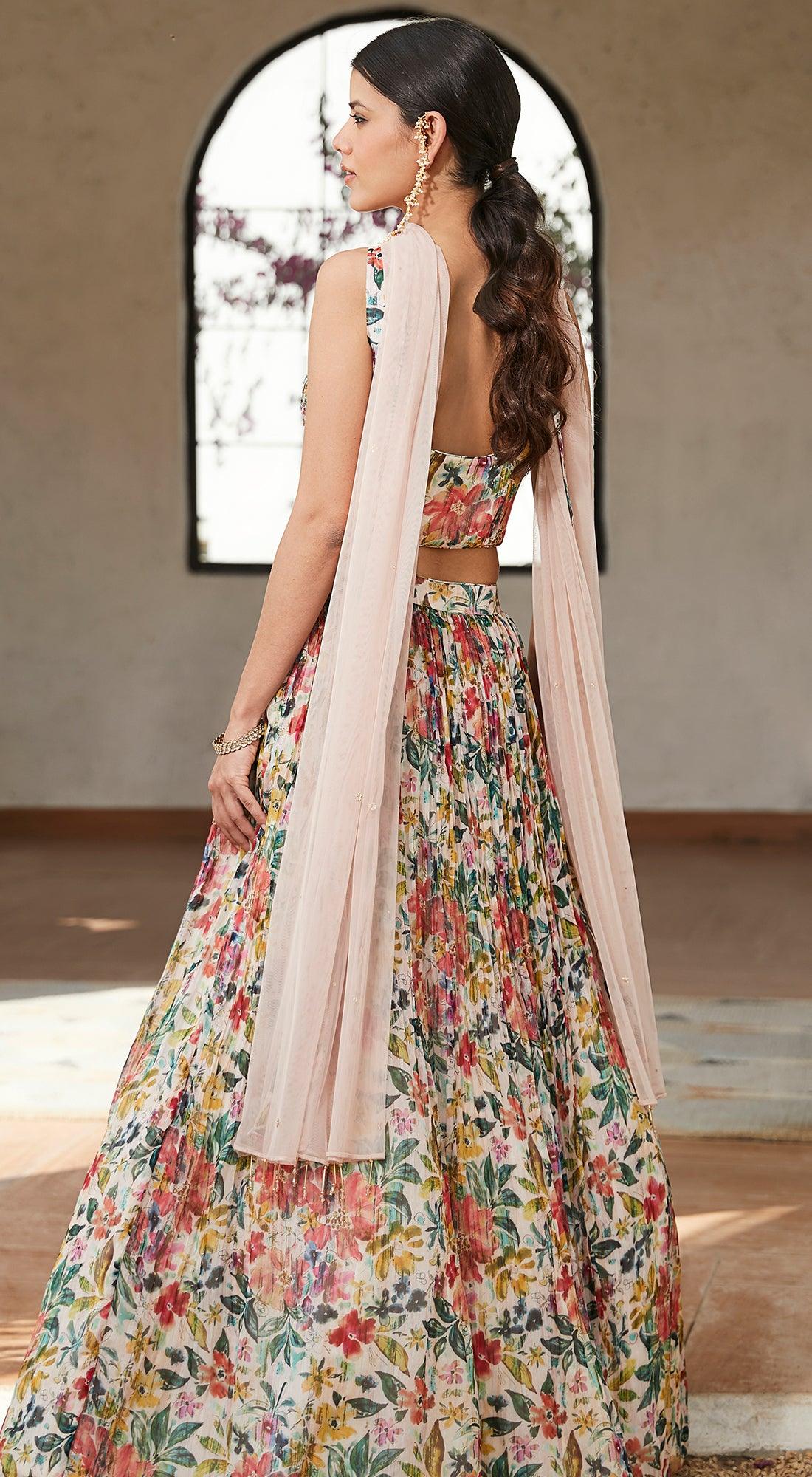 Floral Print Lehenga Set - Basanti Kapde aur Koffee