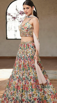 Floral Print Lehenga Set - Basanti Kapde aur Koffee