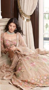 Gold Embroidered Lehenga Set - Basanti Kapde aur Koffee