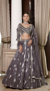 Grey Georgette Lehenga Set - Basanti Kapde aur Koffee