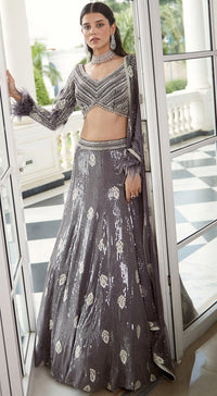 Grey Georgette Lehenga Set - Basanti Kapde aur Koffee