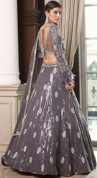 Grey Georgette Lehenga Set - Basanti Kapde aur Koffee