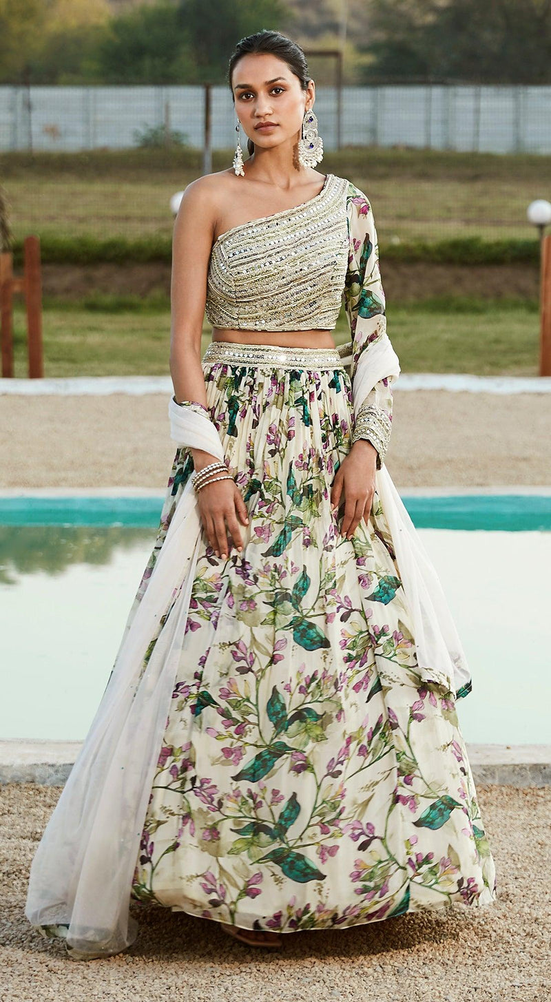 Ivory Embellished Lehenga Set - Basanti Kapde aur Koffee