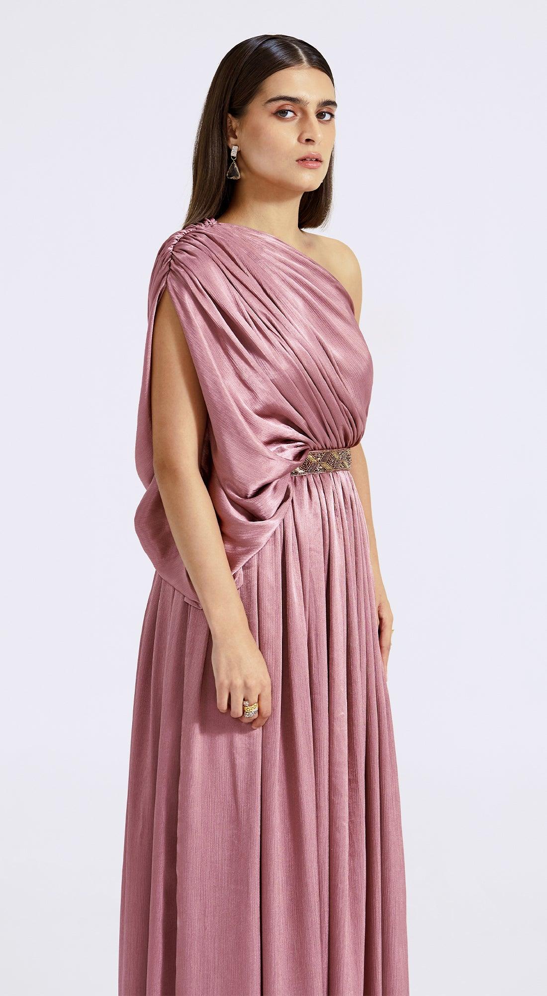 Lilac One Shoulder Draped Gown - Basanti Kapde aur Koffee