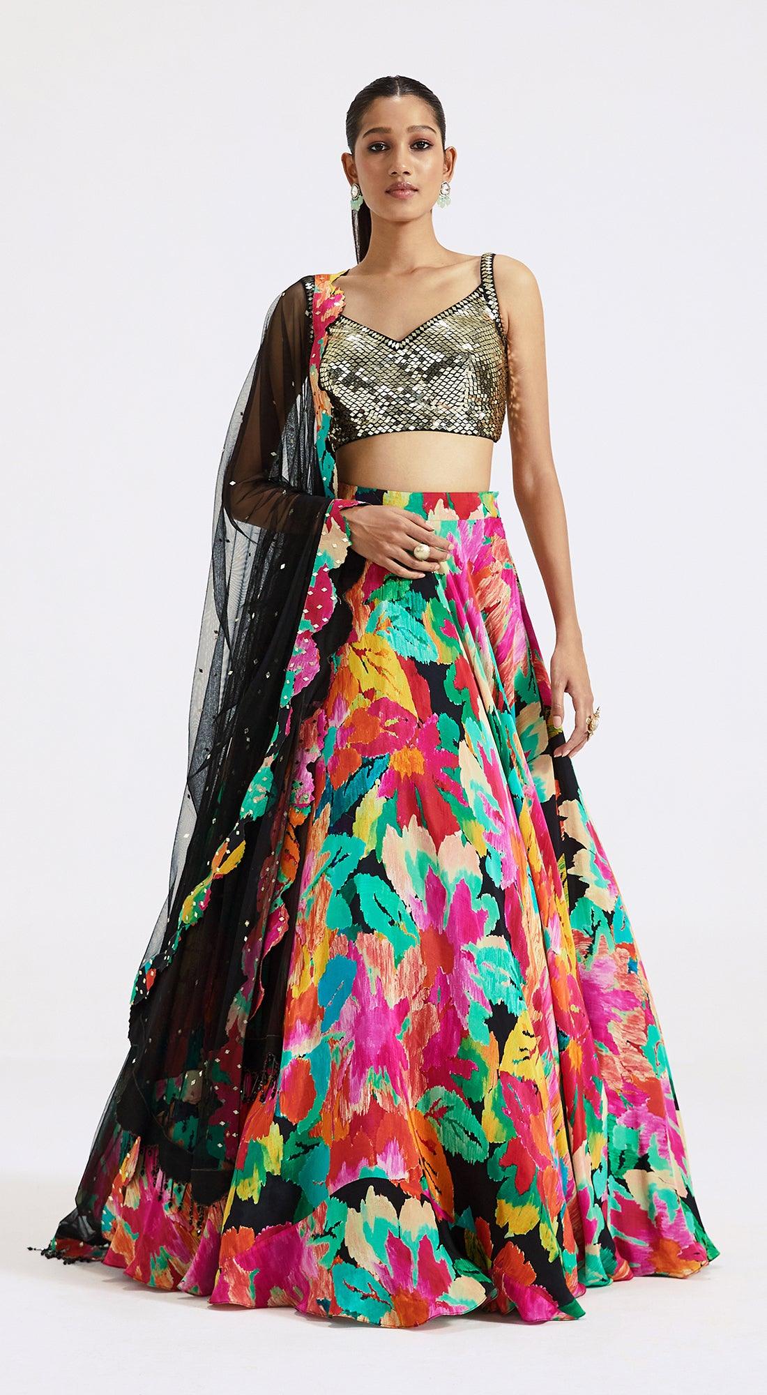 Multicoloured Lehenga Set - Basanti Kapde aur Koffee