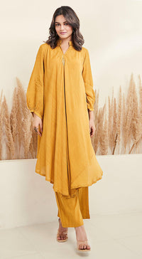 Mustard Yellow Embroidered Kurta Set - Basanti Kapde aur Koffee