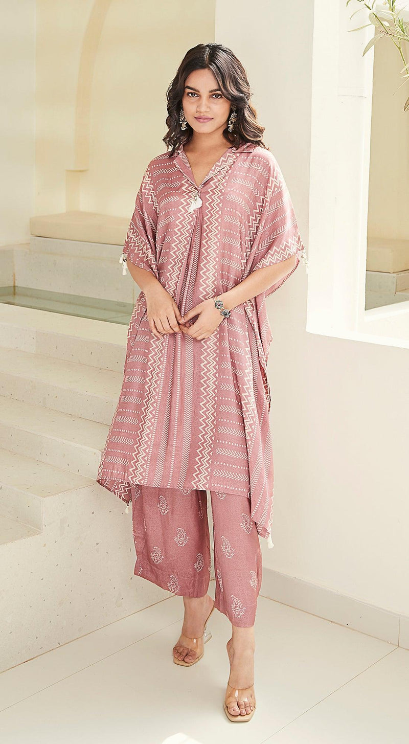 Pastel Pink Printed Co-Ords - Basanti Kapde aur Koffee