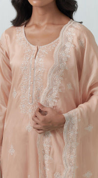 Pink Chanderi Suit Set - Basanti Kapde aur Koffee