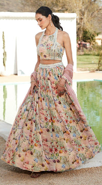 Pink Floral Lehenga Set - Basanti Kapde aur Koffee