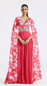 Pink Jumpsuit with Cape Sleeves - Basanti Kapde aur Koffee