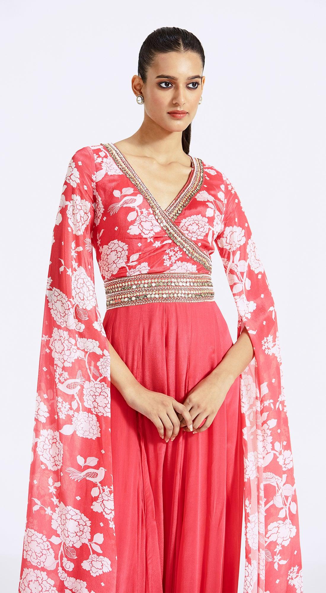 Pink Jumpsuit with Cape Sleeves - Basanti Kapde aur Koffee