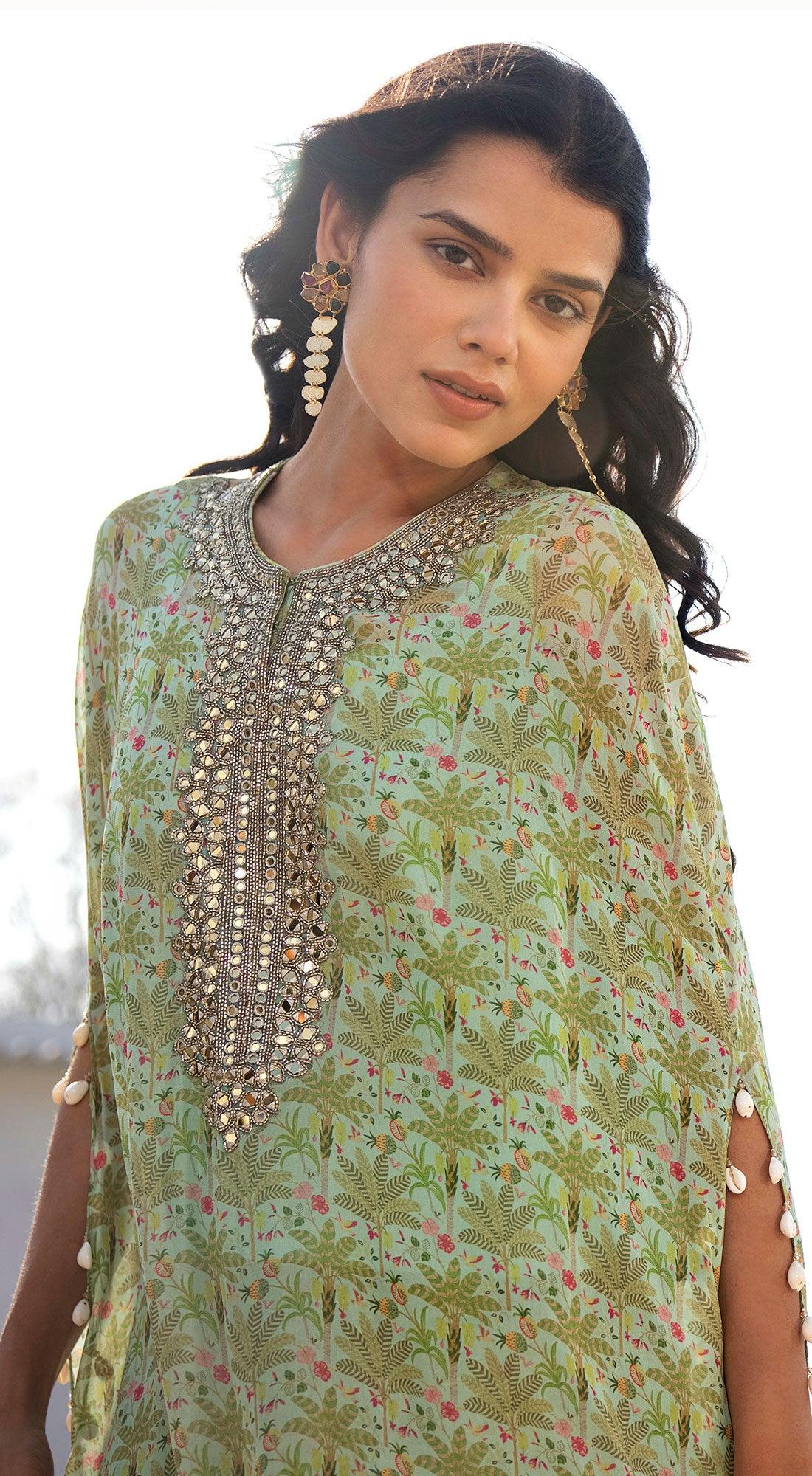 Pista Kaftan With Sharara - Basanti Kapde aur Koffee