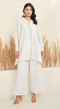 White Cotton Silk Co-Ords - Basanti Kapde aur Koffee