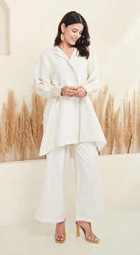 White Cotton Silk Co-Ords - Basanti Kapde aur Koffee