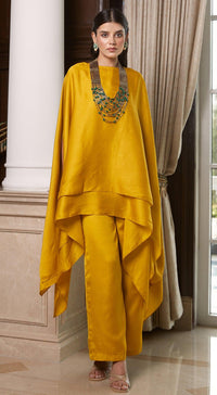 Yellow Co-Ord Set With Necklace - Basanti Kapde aur Koffee