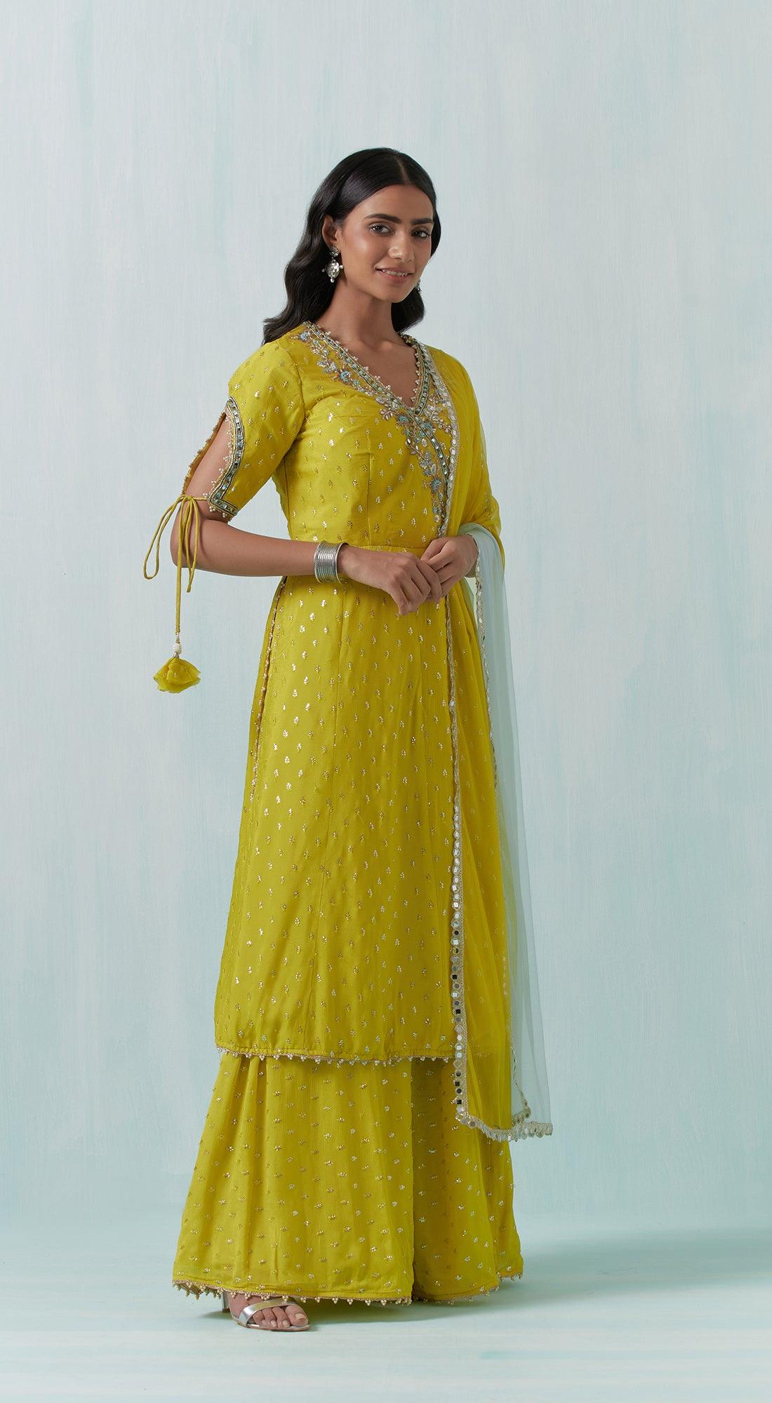 Yellow Embroidered Suit Set - Basanti Kapde aur Koffee