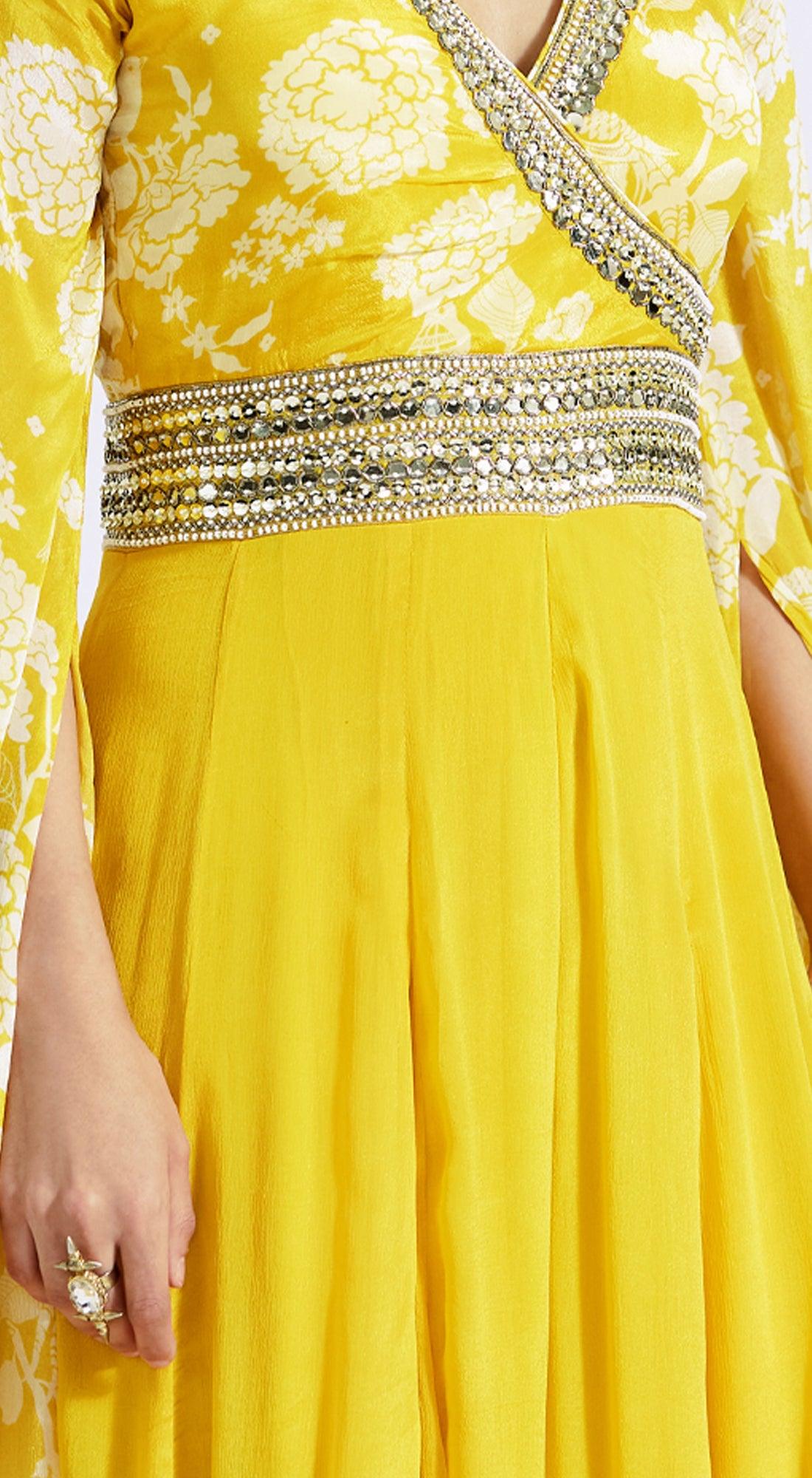 Yellow Jumpsuit with Cape Sleeves Basanti Kapde aur Koffee