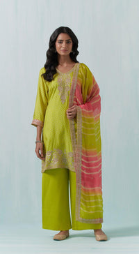 Yellow Leheriya Suit Set - Basanti Kapde aur Koffee