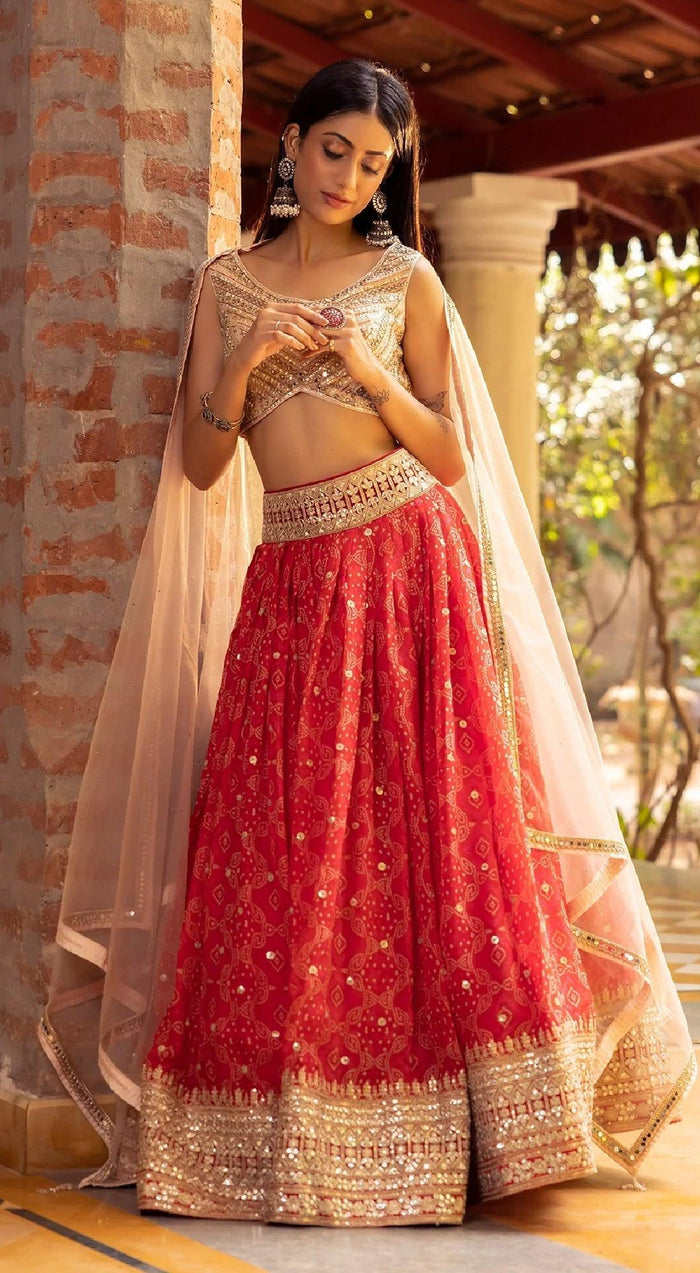 Bandini Mirror Embroidered Lehenga Set - Basanti Kapde aur Koffee