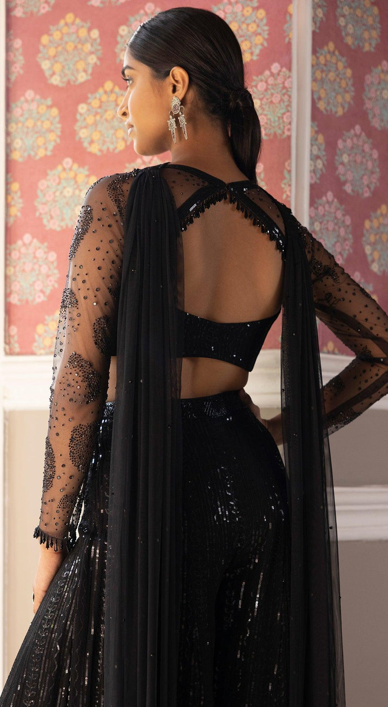 Black Embroidered Sequins Blouse & Sharara Set - Basanti Kapde aur Koffee