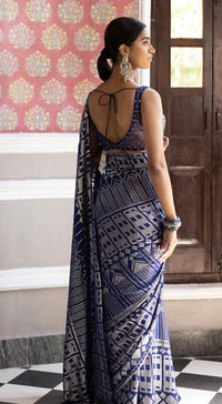 Blue Sequins Saree - Basanti Kapde aur Koffee