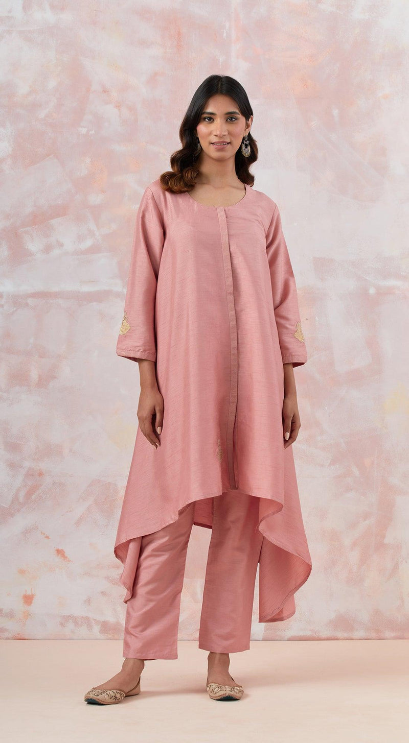 Pink Tunic Set With Bag - Basanti Kapde aur Koffee