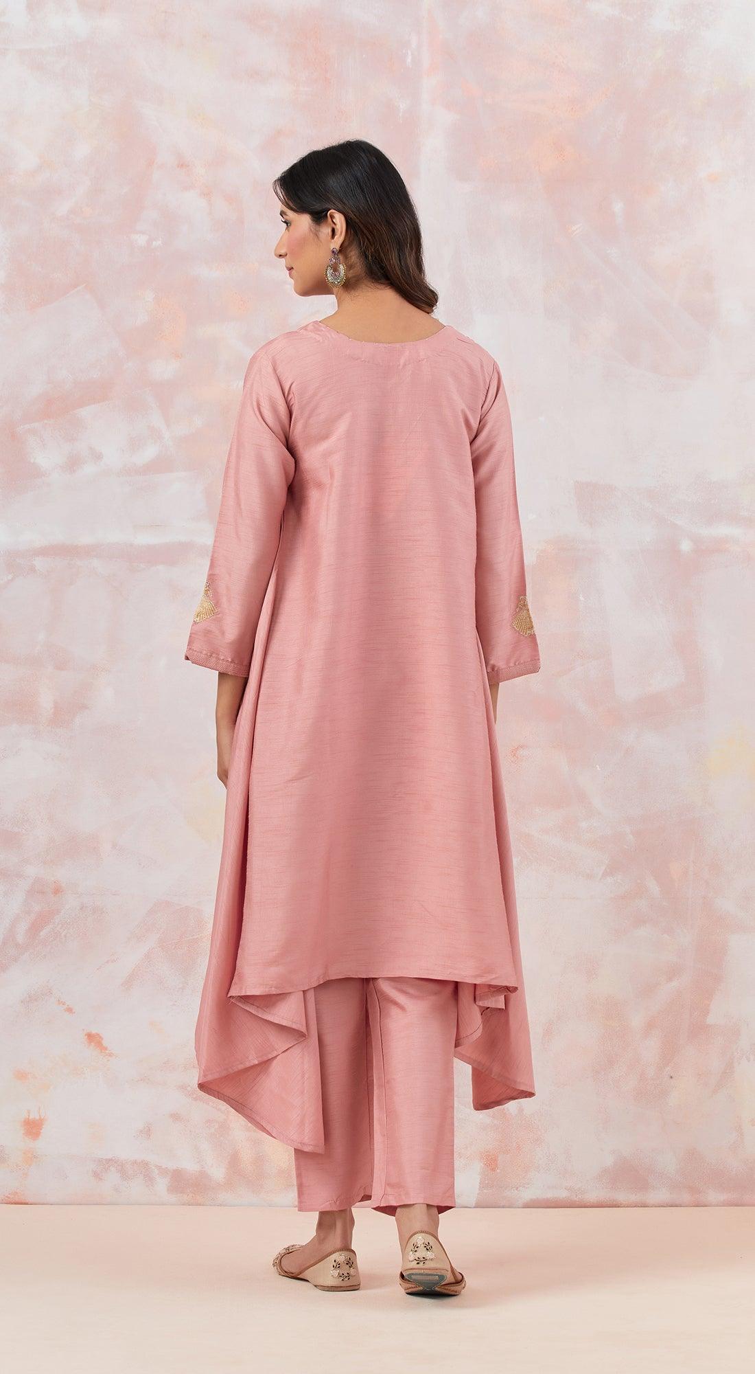 Pink Tunic Set With Bag - Basanti Kapde aur Koffee