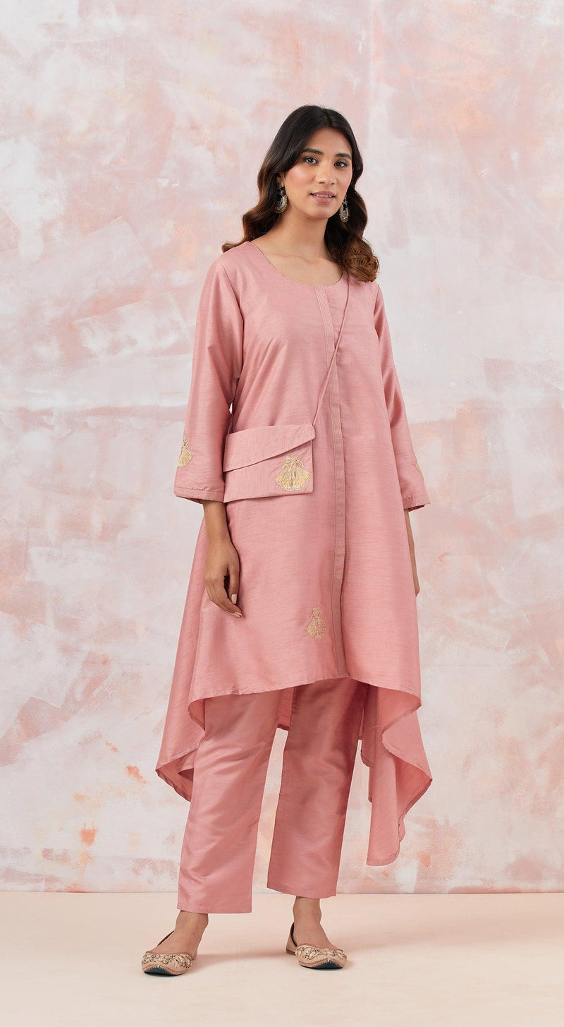 Pink Tunic Set With Bag - Basanti Kapde aur Koffee