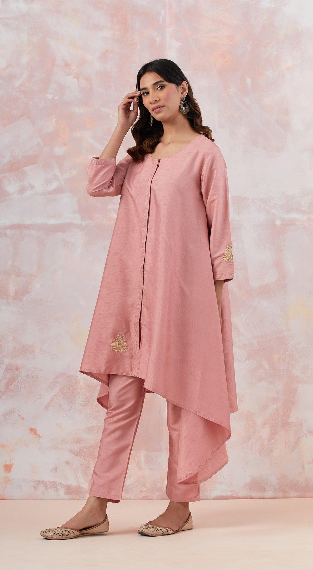 Pink Tunic Set With Bag - Basanti Kapde aur Koffee