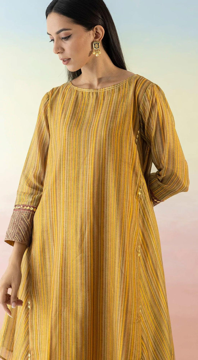 Yellow Asymmetric Kurta With Pants - Basanti Kapde aur Koffee