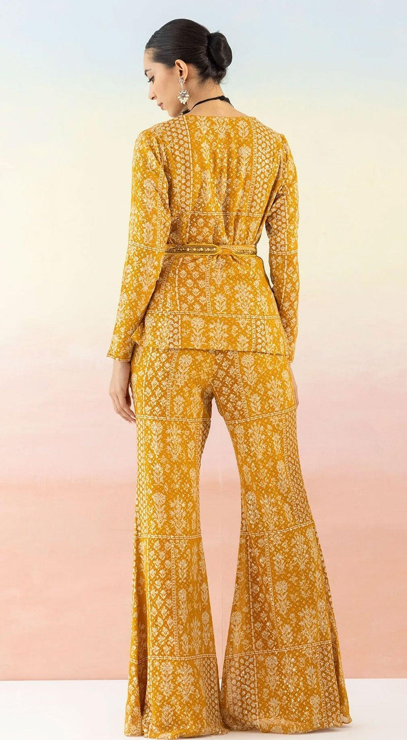 Yellow Printed Kurta With Flared Pants - Basanti Kapde aur Koffee